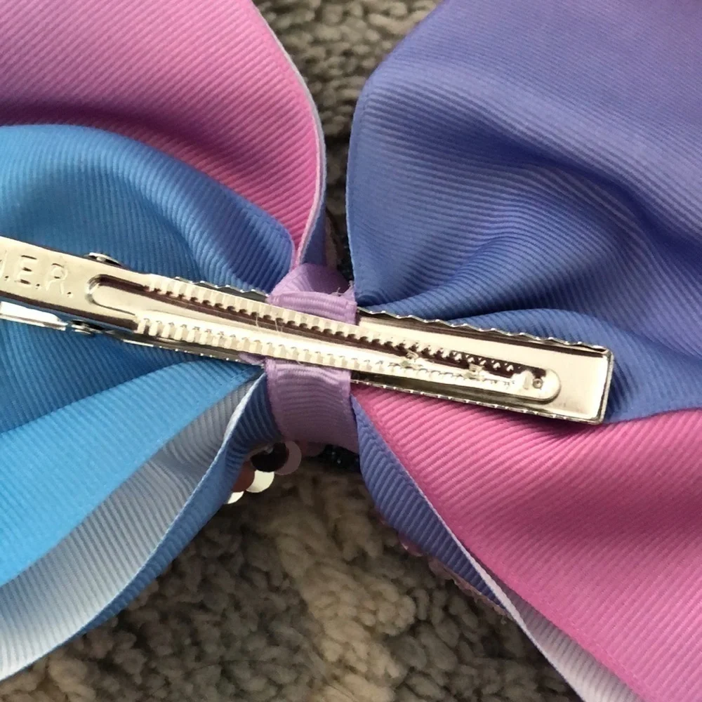 L.O.L. Sequins Ombre blue and purple hair bow clip with doll face